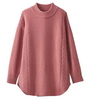 BELLUNA（ベルーナ）の「サイドケーブル柄ニットチュニック（チュニック）」｜ピンク