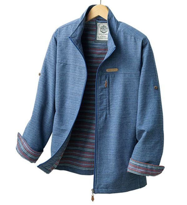 「お洒落なボーダージャケット（メンズジャケット）」｜インディゴ