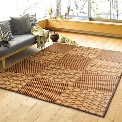 「厚みが選べるはっ水ふっくらコンパクトい草ラグ（い草ラグ）」