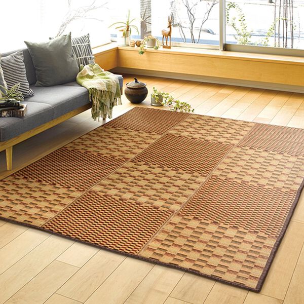 「厚みが選べるはっ水ふっくらコンパクトい草ラグ（い草ラグ）」｜キハチブラウン