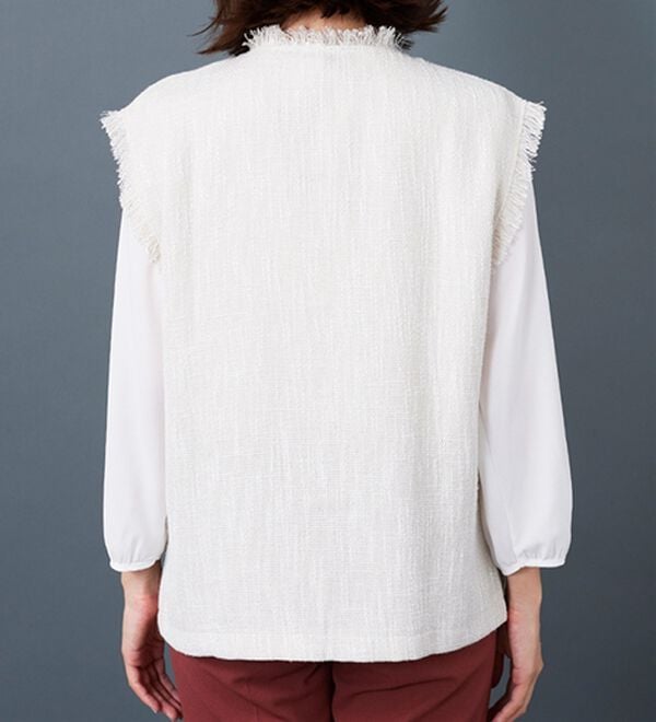 BELLUNA（ベルーナ）の「ツイード調パールボタンデザインベスト（ベスト）」｜詳細画像