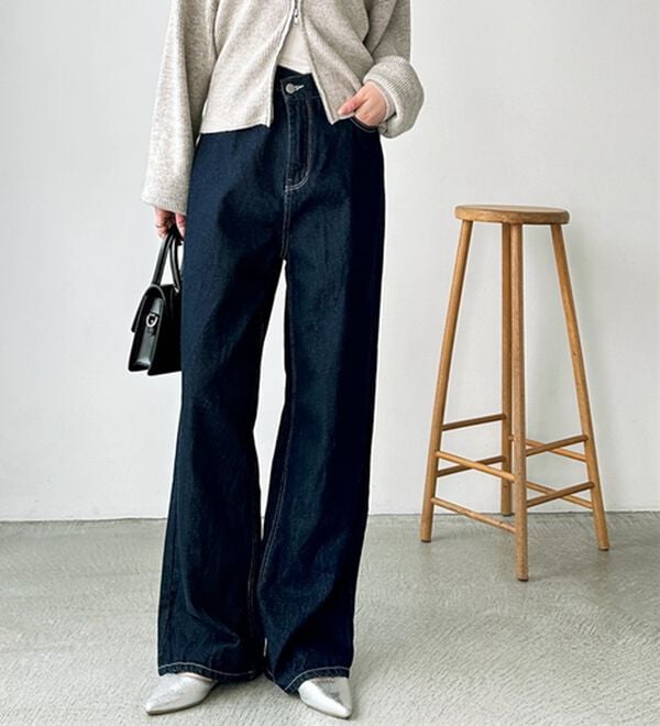 GeeRA（ジーラ）の「美脚見え！２ボタンウエストワイドデニムパンツ（フルレングスパンツ）」｜詳細画像