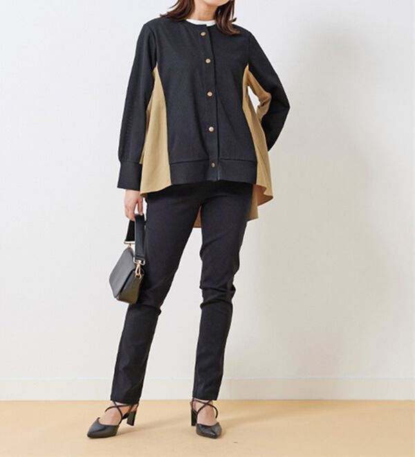 BELLUNA（ベルーナ）の「【Ｌａｇｒｉｌｕａ】異素材切替バックフレアー配色カーディガン（その他カーディガン）」｜詳細画像