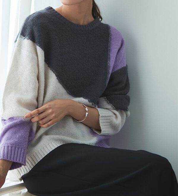 RANAN（ラナン）の「カラーブロッキングニットプルオーバー（ニット・セーター）」｜詳細画像