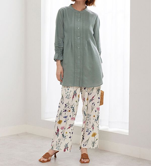 BELLUNA（ベルーナ）の「機能付リネン混レース使いシャツチュニック（チュニック）」｜詳細画像