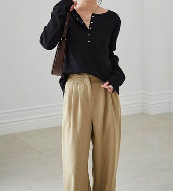 RANAN（ラナン）の「ヘンリーネックワッフルロンＴ（カットソー）」｜詳細画像