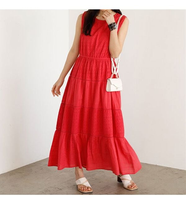 GeeRA（ジーラ）の「レース切替ティアードロングワンピ（ロングワンピース）」｜詳細画像