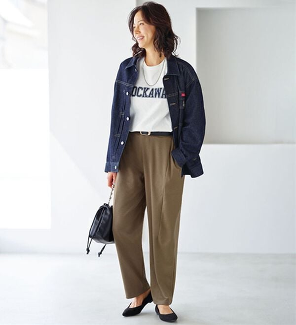 BELLUNA（ベルーナ）の「シュッと体型カバー！ワイドテーパード美脚パンツ（フルレングスパンツ）」｜詳細画像