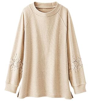 BELLUNA（ベルーナ）の「モチーフレース使いふんわりプルオーバー（カットソー）」｜トープ