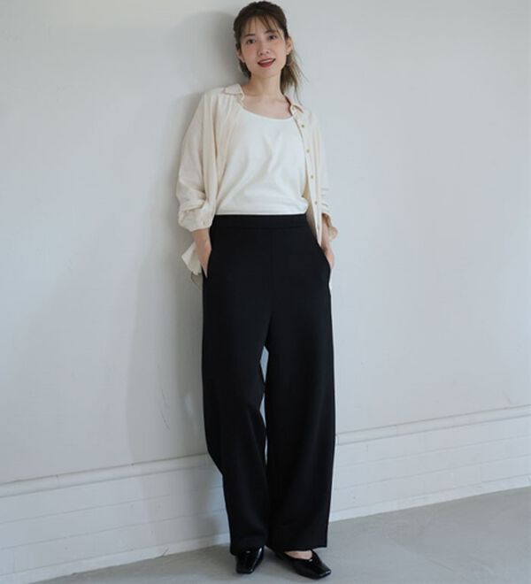 A HAPPY MARILYN（アハッピーマリリン）の「【Ｌ～６Ｌ】丈が選べる 脚痩せ ポンチ カーブパンツ ストレッチ ワイドパンツ（ワイドパンツ・ガウチョ）」｜詳細画像