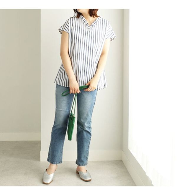 BELLUNA（ベルーナ）の「衿フリルデザインストライプブラウス（ブラウス）」｜詳細画像