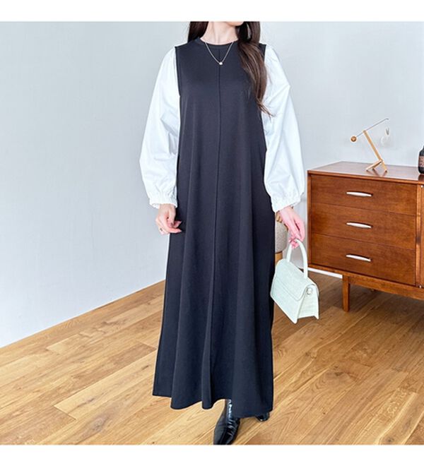 GeeRA（ジーラ）の「袖異素材カットソーワンピース（カットソーワンピース）」｜詳細画像