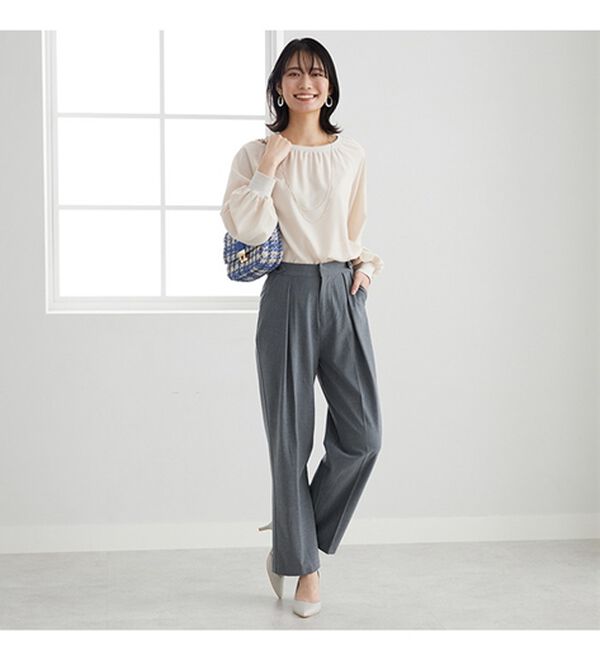BELLUNA（ベルーナ）の「ボタン使いウエスト調節テーパードパンツ（テーパードパンツ）」｜詳細画像