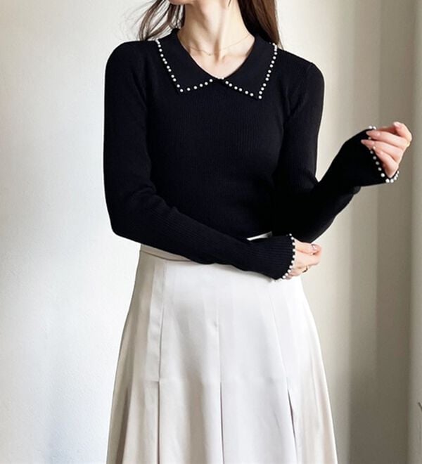GeeRA（ジーラ）の「【YOUING.】パール衿リブニット（ニット・セーター）」｜詳細画像