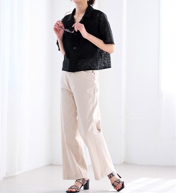 RANAN（ラナン）の「オープンカラーメッシュレースシャツ（シャツ）」｜詳細画像