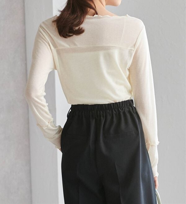 RANAN（ラナン）の「ギャザーデザインシアーTシャツ（Tシャツ）」｜詳細画像