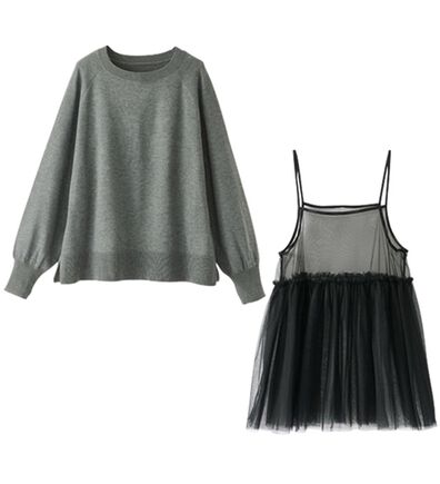 BELLUNA（ベルーナ）の「着回し自在！チュール重ねニットアンサンブル（ニット・セーター）」