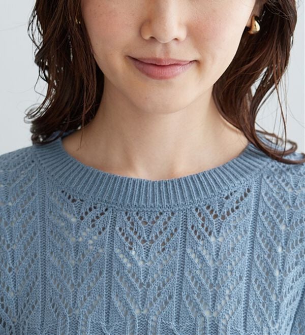 BELLUNA（ベルーナ）の「幾何柄透かし編ニットチュニック（チュニック）」｜詳細画像