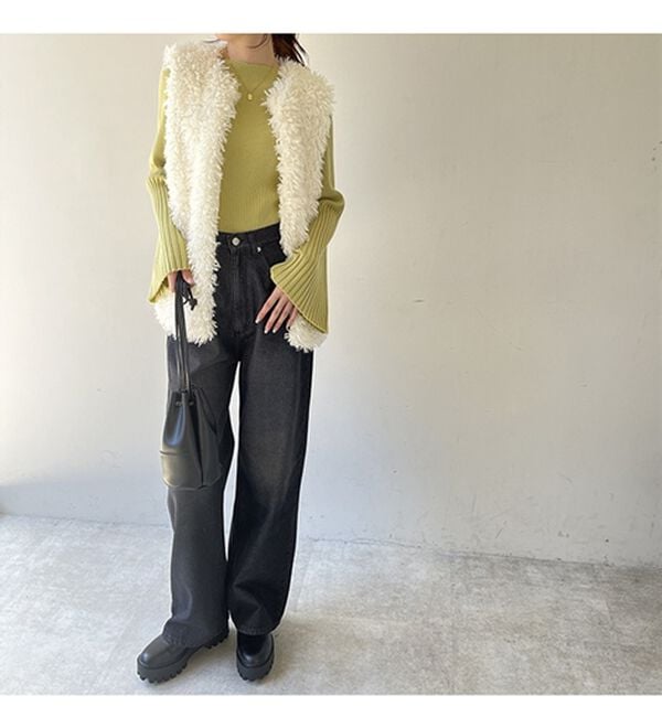 GeeRA（ジーラ）の「サイドラインワイドデニムパンツ（フルレングスパンツ）」｜詳細画像