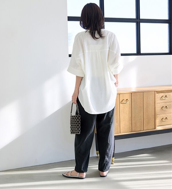 BELLUNA（ベルーナ）の「レーヨン麻入りゆったりワイドパンツ（フルレングスパンツ）」｜詳細画像