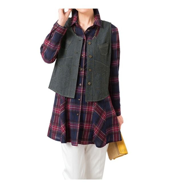 ルフラン（ルフラン）の「デニムベスト&times;ブラウスアンサンブル＜ラティール＞（アンサンブル）」｜詳細画像