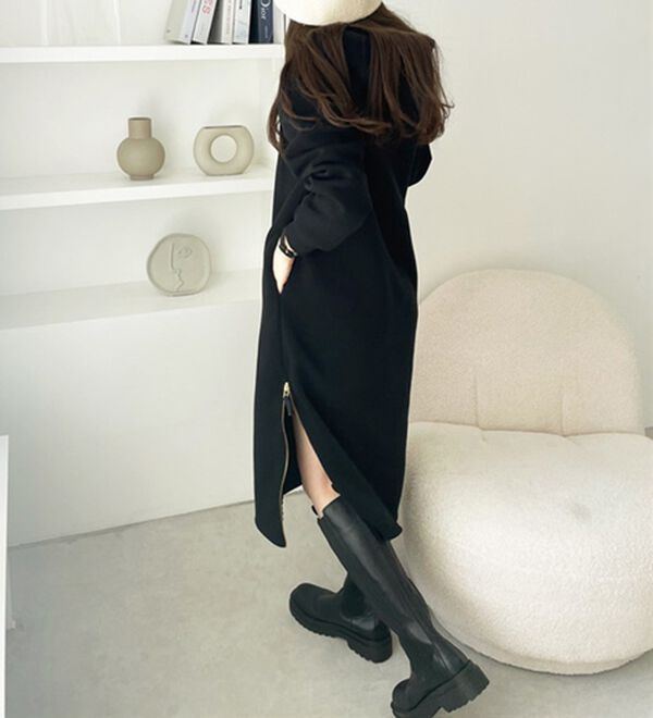 GeeRA（ジーラ）の「裏起毛裾ファスナーパーカーワンピース（カットソーワンピース）」｜詳細画像