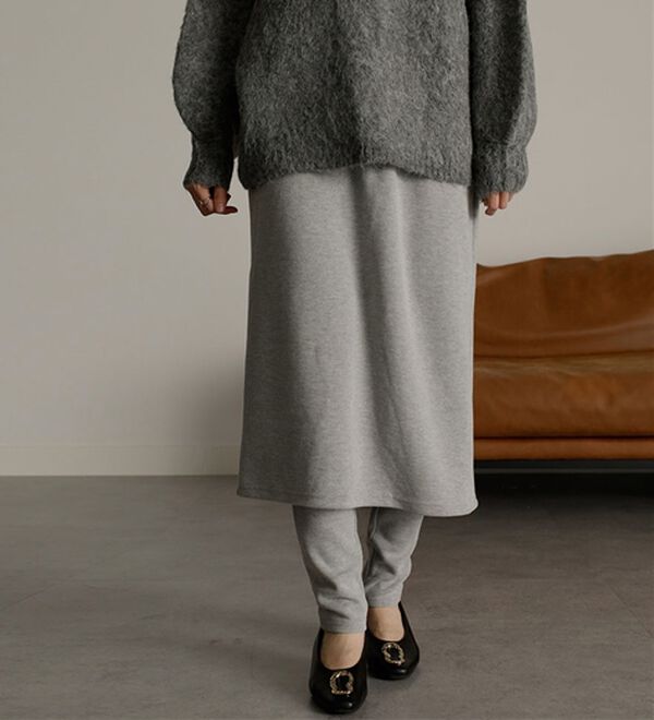 RANAN（ラナン）の「レイヤードニットソースカートパンツ（フルレングスパンツ）」｜詳細画像