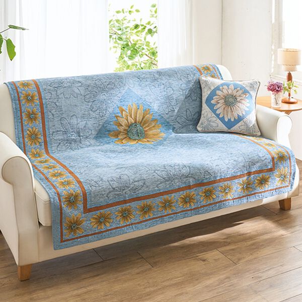 「イタリア製ジャカード織センターカバー「マルゲリータ」（ソファーカバー）」｜ライトブルー