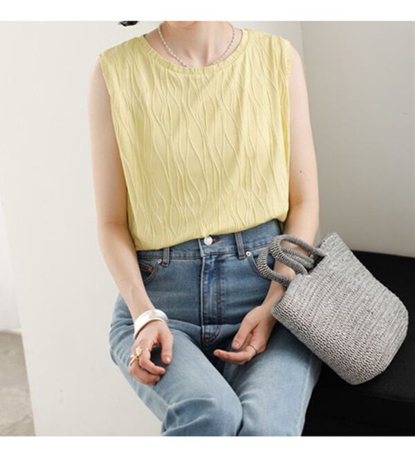 GeeRA（ジーラ）の「カットジャガードフレンチスリーブＴシャツ（カットソー）」｜詳細画像