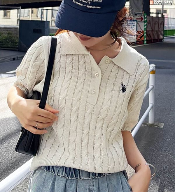 RANAN（ラナン）の「＜U.S.POLO ASSN.＞半袖ケーブルポロニット（シャツ）」｜詳細画像