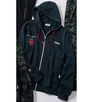 「＜ケー・スイス＞差がつく着こなし！裏起毛リラックスパーカー（メンズパーカー）」｜ネイビー