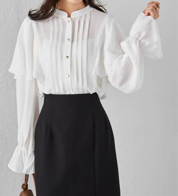 RANAN（ラナン）の「ピンタックフレアー長袖ブラウス（ブラウス）」｜詳細画像