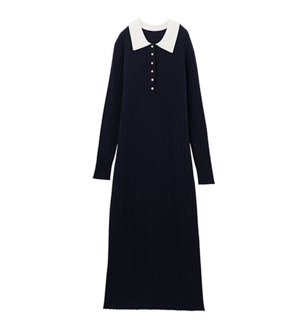 RANAN（ラナン）の「ポロカラーリブニットワンピース（ロングワンピース）」｜詳細画像