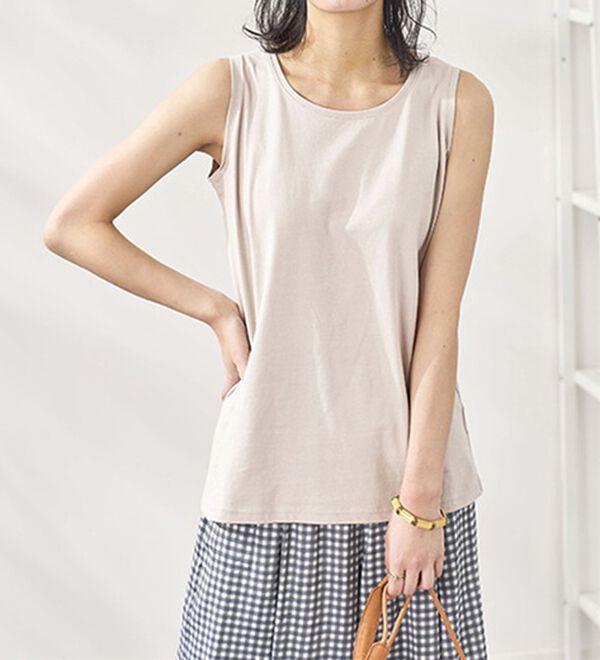 BELLUNA（ベルーナ）の「ヒンヤリ綿１００％大人顔タンクトップ（タンクトップ・キャミソール）」｜詳細画像