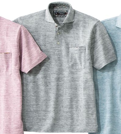 「＜コムルヴァン・オム＞リネンブレンド大人の杢調ポロ（メンズポロシャツ）」