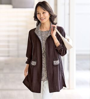 BELLUNA（ベルーナ）の「＜着回しできて旅行に嬉しい！＞プリント部分使いブルゾンアンサンブル（ブルゾン）」｜ブラウン系