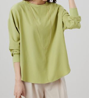 BELLUNA（ベルーナ）の「きれい見えドルマンプルオーバー（カットソー）」｜ライムグリーン