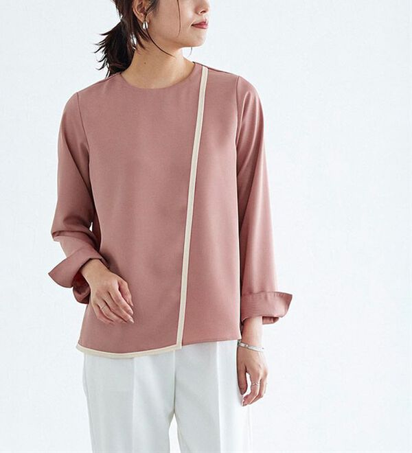 Pierrot（ピエロ）の「ラインデザインラップブラウス（ブラウス）」｜詳細画像