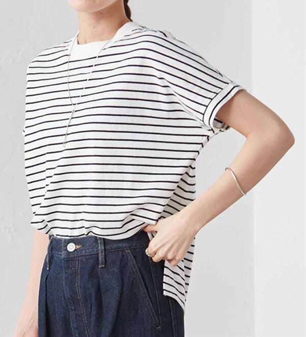 RANAN（ラナン）の「【選べる袖丈】＜BC＞綿100％プチハイネックＴシャツ（カットソー）」｜詳細画像