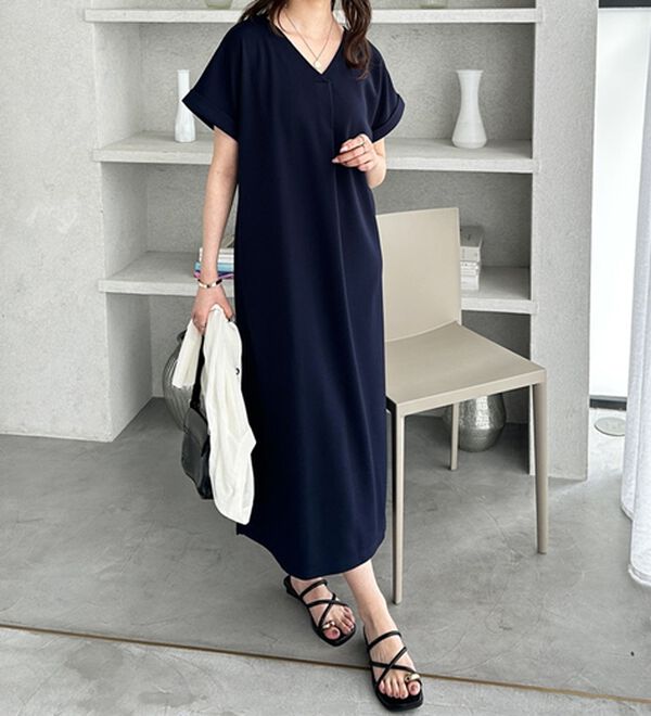 GeeRA（ジーラ）の「ひんやり快適！ジャカードスキッパーワンピ（カットソーワンピース）」｜詳細画像