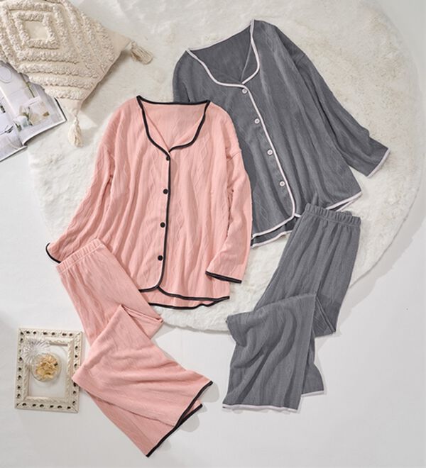 YU'NOW（ユナウ）の「【上下２点セット】ケーブルデザインパジャマ（パジャマ・ルームウェア）」｜詳細画像