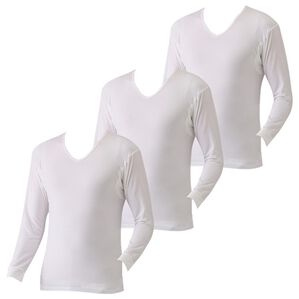 「【３枚組】タフガードＰｌｕｓ消臭＆脇汗取りインナー各３枚組　８分袖Ｖ首（メンズ肌着・インナーウェア）」｜ホワイト3枚組