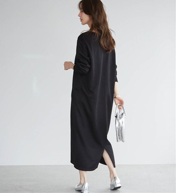 選べる2丈】裏起毛シンプルバックスリットワンピース - ベルーナ【公式】