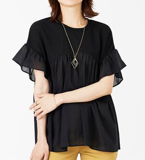 BELLUNA（ベルーナ）の「【Ｌａｇｒｉｌｕａ】異素材使いギャザーチュニック（カットソー）」｜詳細画像