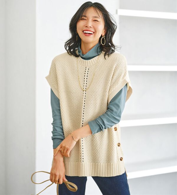 BELLUNA（ベルーナ）の「素肌想いの綿１００％シアープルオーバー（カットソー）」｜詳細画像