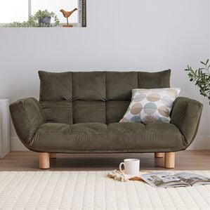 iellio（イエリオ）の「コンパクト脚付ふかふかカウチソファ　ＬＩＲＡＫＵ＜コンパクトソファ・ローソファ・１人掛け・２人掛け・一人暮らし・新生活＞（ソファ）」｜コーデュロイカーキ