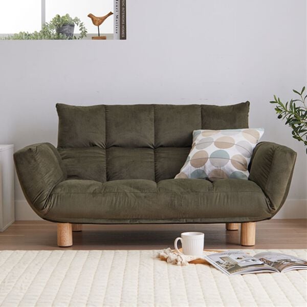 iellio（イエリオ）の「コンパクト脚付ふかふかカウチソファ　ＬＩＲＡＫＵ＜コンパクトソファ・ローソファ・１人掛け・２人掛け・一人暮らし・新生活＞（ソファ）」｜コーデュロイカーキ