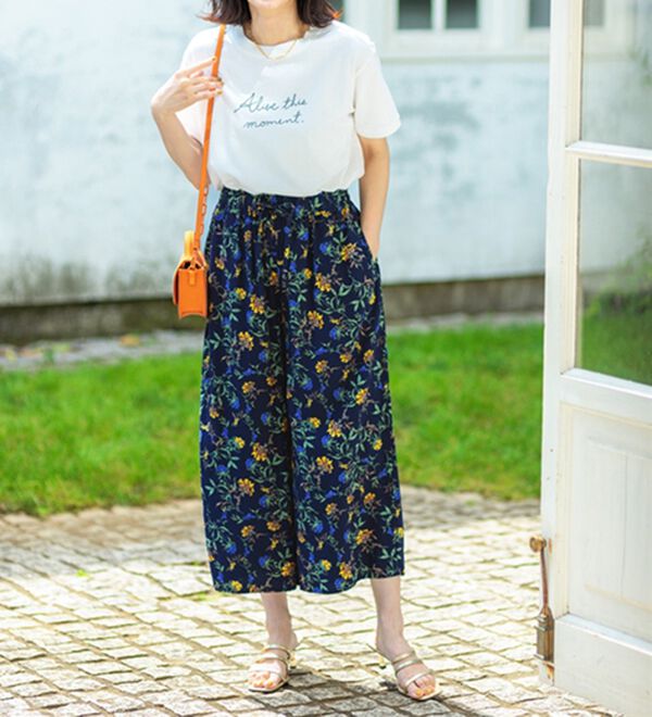 BELLUNA（ベルーナ）の「【接触冷感】レーヨン素材プリントワイドパンツ（ワイドパンツ・ガウチョ）」｜詳細画像