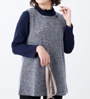 BELLUNA（ベルーナ）の「ブークレ素材チュニックアンサンブル（アンサンブル）」｜ネイビー／ネイビー