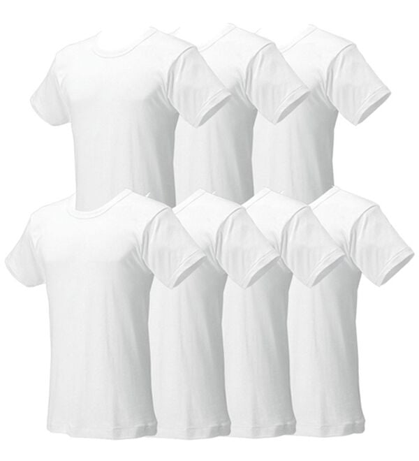 「＜グンゼ＞爽快ドライ（Ｒ）インナー１週間パック（メンズ肌着・インナーウェア）」｜ホワイト半袖丸首7枚組